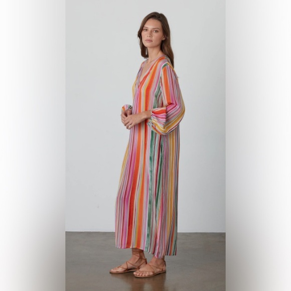 VELVET BY GRAHAM & SPENCER PIA DRESS Colorful Striped Maxi DressSz XS - Picture 3 of 7